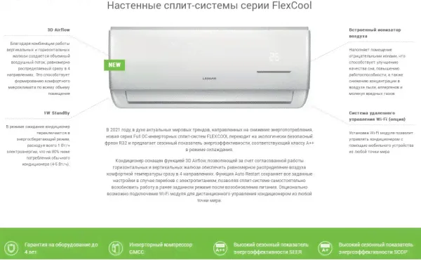 Настенная сплит система инверторная Lessar LS-HE18KSE2 / LU-HE18KSE2-4